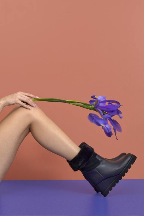 naiset Unisa nilkkurit, joissa kiila ja lämmin vuori mustaT08H962