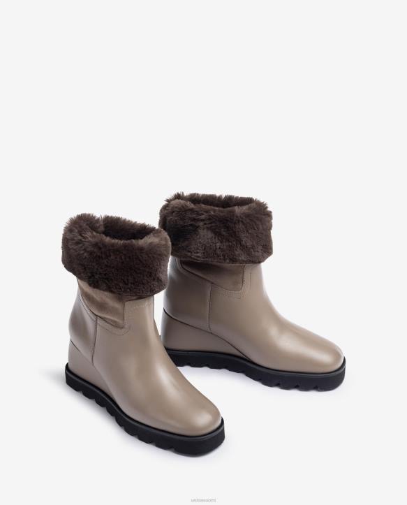 naiset Unisa nilkkurit, joissa kiila ja lämmin vuori ruskeaT08H963