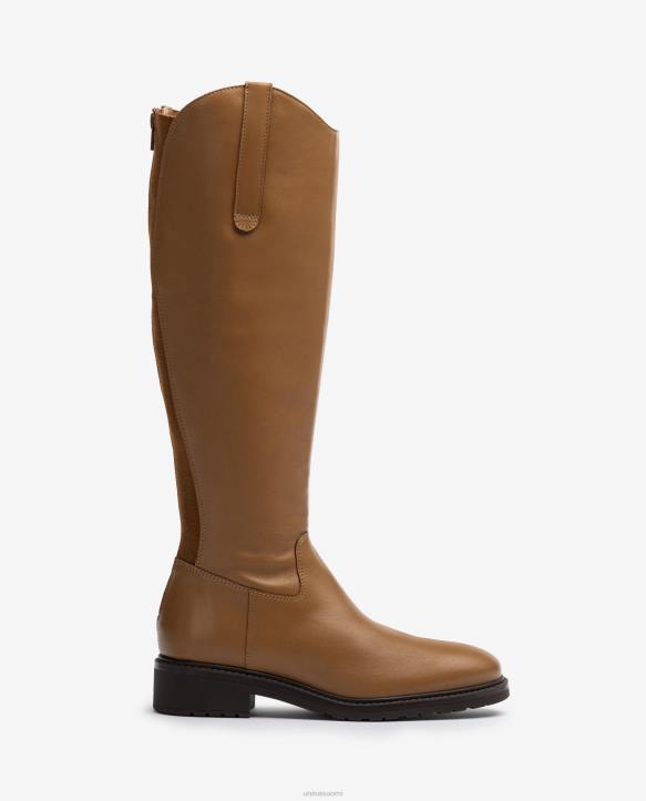 naiset Unisa saappaat, joissa vetoketju ja kiila takana ruskeaT08H1022