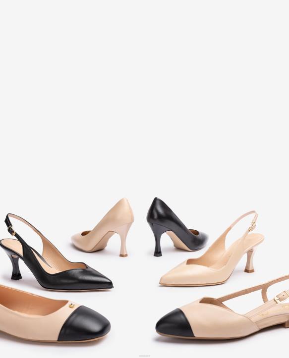 naiset Unisa d\'orsay nilkkahihnalla kiinnitettävä takakenkä maalatulla kantapäällä beigeT08H532