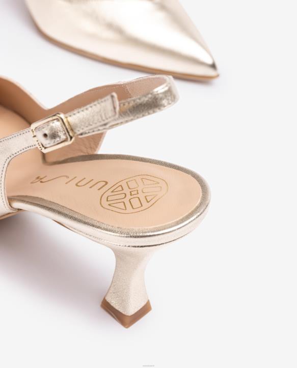 naiset Unisa d\'orsay nilkkahihnalla kiinnitettävä takakenkä maalatulla kantapäällä kultaT08H502