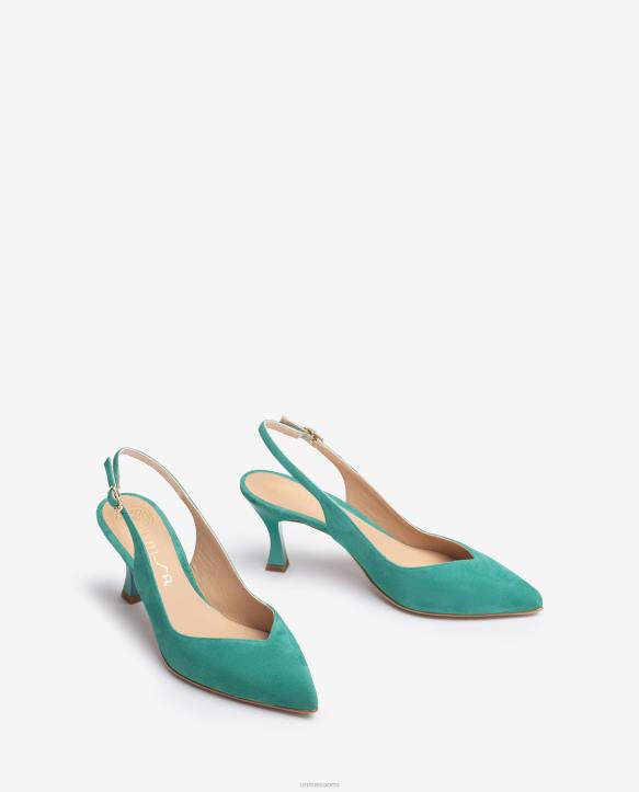 naiset Unisa d\'orsay nilkkahihnalla kiinnitettävä takakenkä maalatulla kantapäällä vihreäT08H506