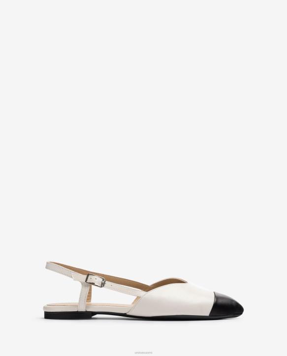 naiset Unisa kaksivärinen litteä slingback kenkä valkoinenT08H542