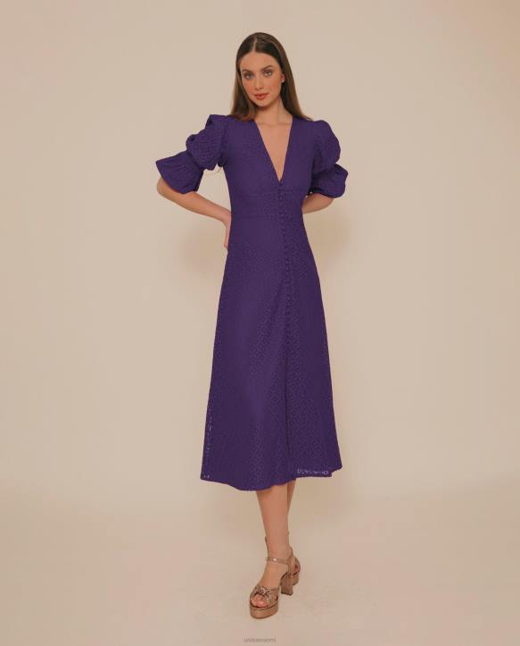 naiset Unisa vivahteikas istuvuus pitsiä midi-mekko lilaT08H1257